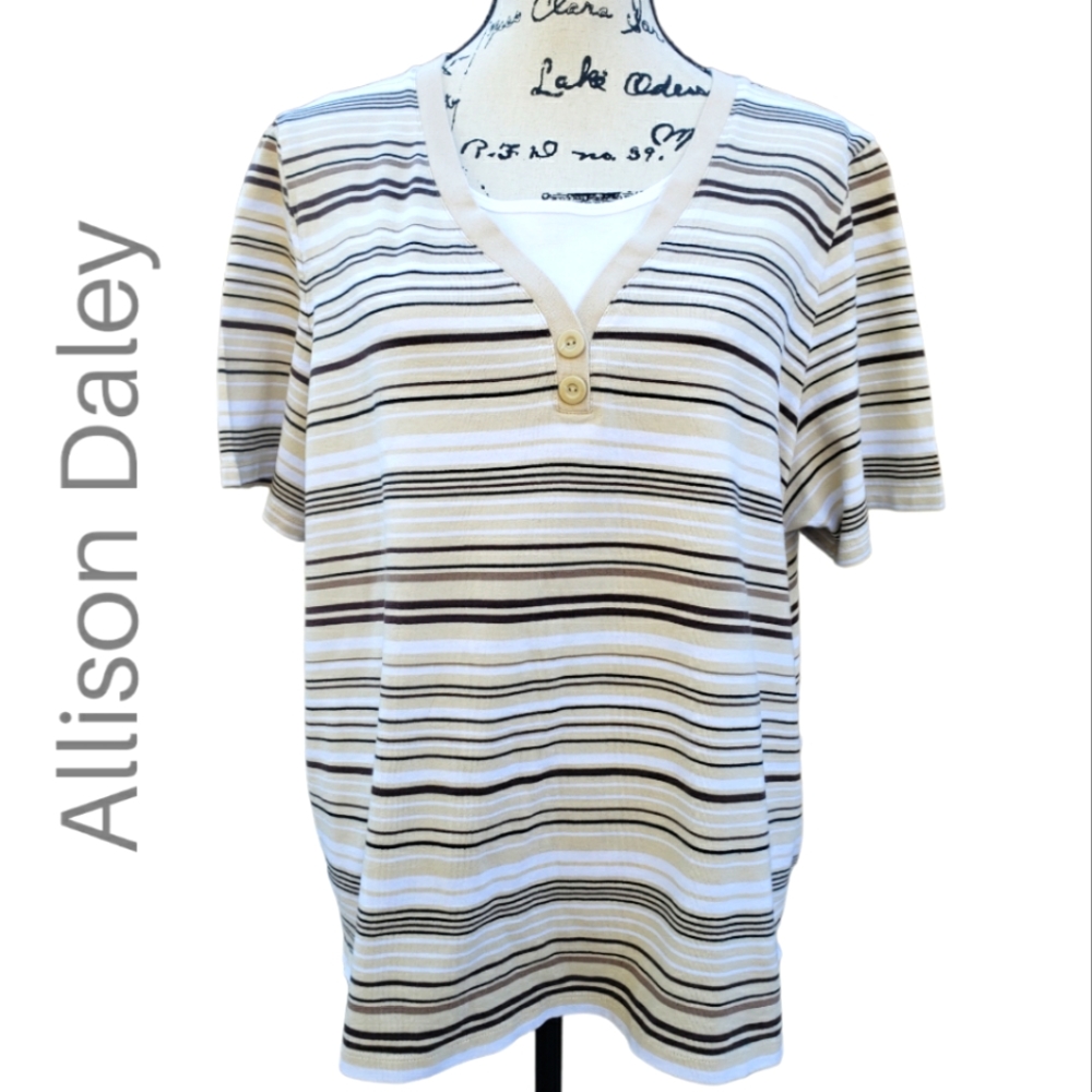 Allison Daley Cream & Brown Top